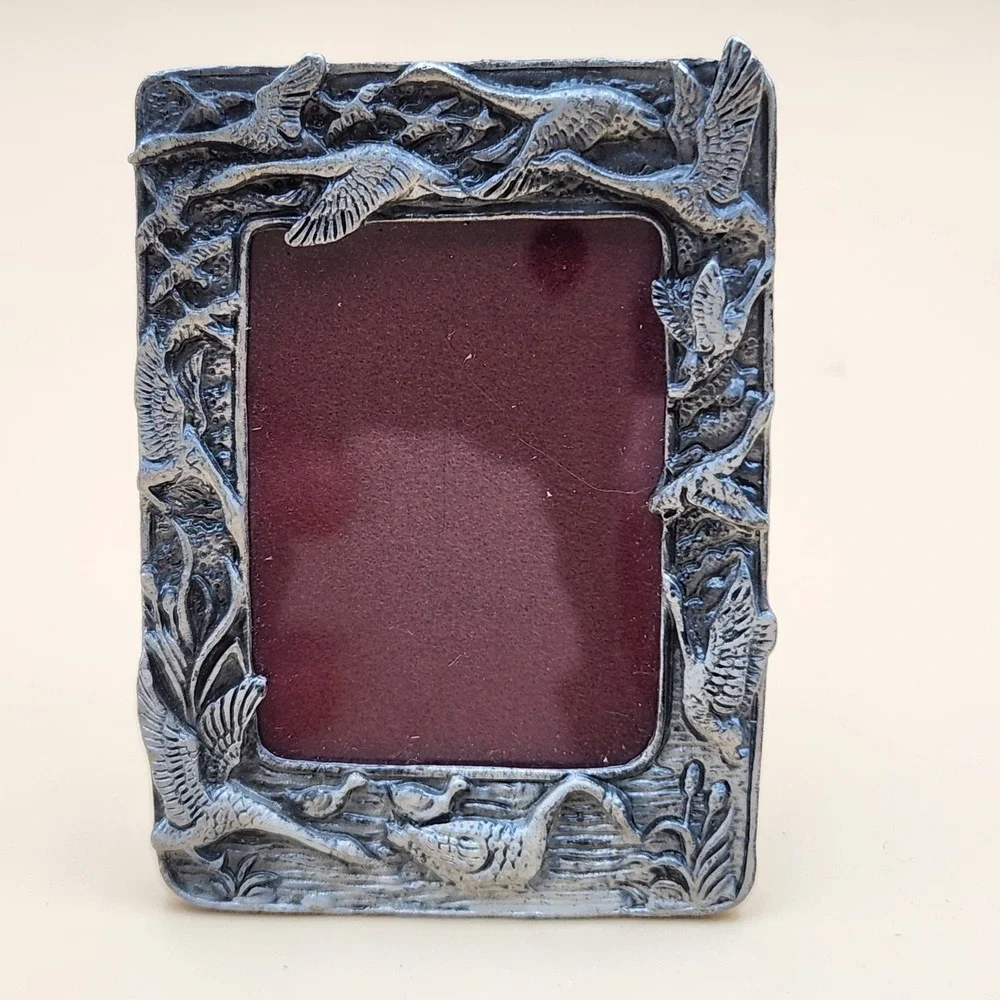 Arthur Court 1990 Vintage Mini Photo Picture Frame Goose Outdoor Geese Pewter